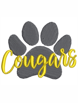 Cougars Paws Embroidery Design
