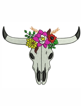 Cow Skull Embroidery Design