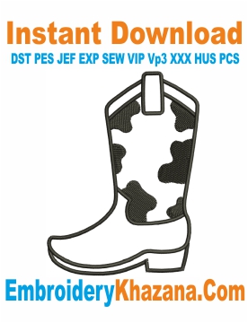 Logo Cowboy Boots Embroidery Design