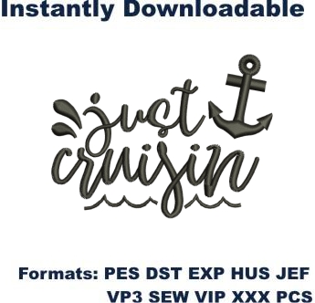 Cruise anchor embroidery design