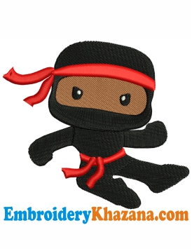 Cute Boy Ninjas Embroidery Design
