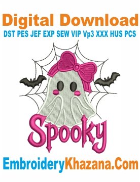 Cute Spooky Ghost Embroidery Design