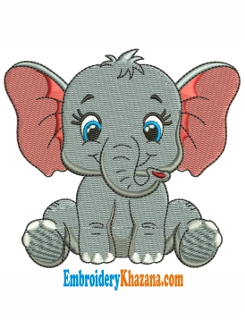 Cut Elephant Embroidery Design