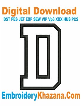 D Letter Applique Embroidery Design