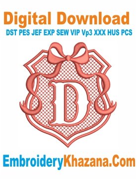 Embossed Monogram D Embroidery Design
