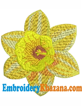Daffodil Narcissus Yellow Petal Embroidery Design