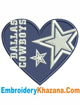 Dallas Football Heart Cap Embroidery Design
