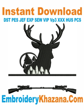 Deer Hunting Logo Embroidery Design