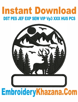 Hunting Deer Embroidery Design