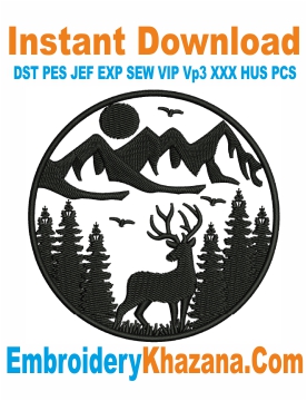 Deer Hunting Embroidery Design