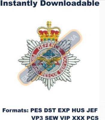 Defence Fire and Rescue Service Badge Embroidery Design