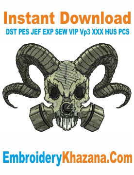 Demon Skull Piston Embroidery Design