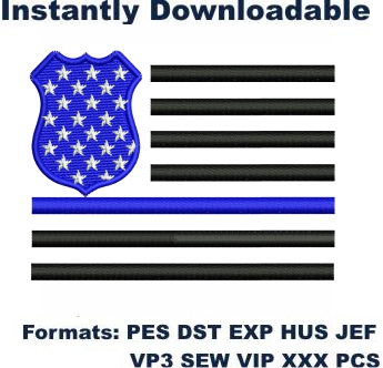 Back The Blue Flag Embroidery Designs