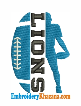 Detroit Lions Football Embroidery Design