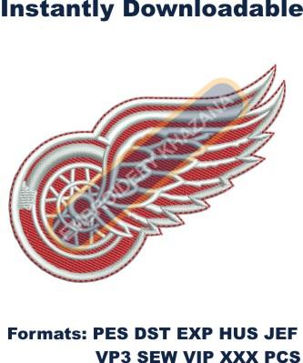 Detroit Red Wings logo embroidery design