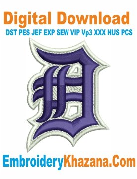 Detroit D 3D Puff Logo Embroidery Design