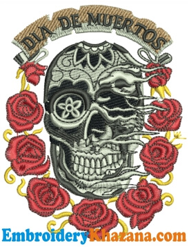 Dia De Los Muertos Skull Embroidery Design