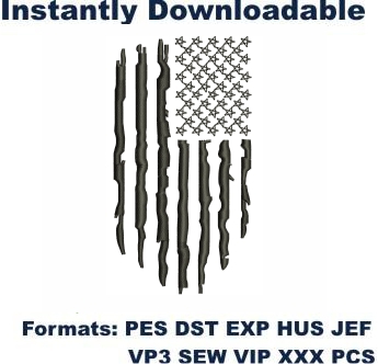 Distressed American Flag Embroidery Designs