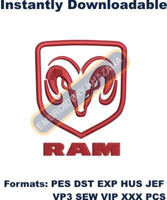 Dodge Ram Logo embroidery design