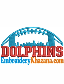 Dolphins Football City Embroidery Design