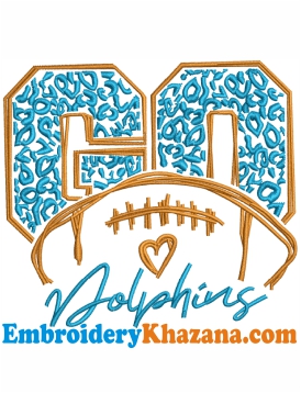 Dolphins Football Embroidery Design