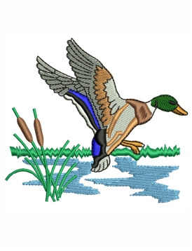 Duck With Water Embroidery Design
