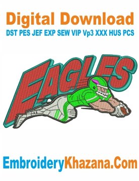 Eagles Football Logo Embroidery Design