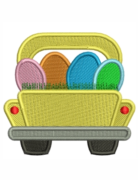 Easter Car With Eggs Embroidery Design