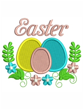 Easter Egg Flowers Embroidery Design