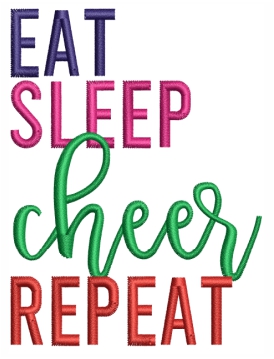 Eat Sleep Cheer Repeat Embroidery Design