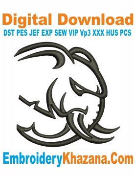 Elephant Head Embroidery Design