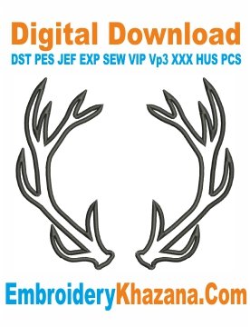 Elk Antlers Applique Embroidery Design
