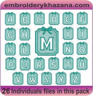Embossed Monogram Alphabet Font Embroidery Design