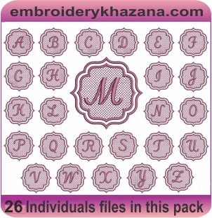 Embossed Monogram Font Embroidery Design
