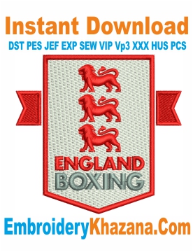 England Boxing Logo Embroidery Design
