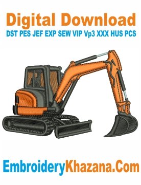 Excavator Embroidery Design