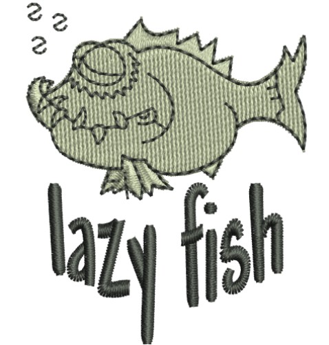 Lazy Fish Embroidery Design
