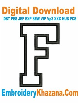F Letter Applique Embroidery Design