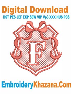 Embossed Monogram F Embroidery Design