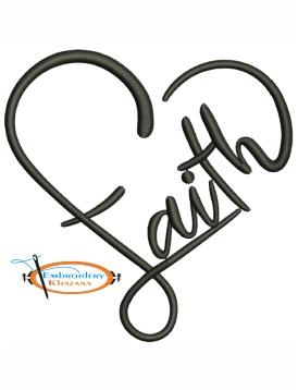 Faith With Heart Embroidery Design