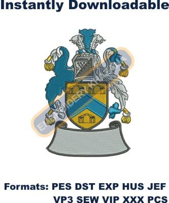 Family Crest Coat of Arms embroidery design