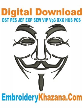 Fawkes Mask Embroidery Design