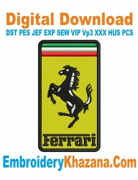 Ferrari Logo Machine Embroidery Design