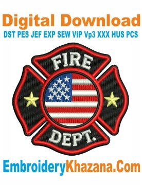 Fire Rescue Logo Embroidery Design