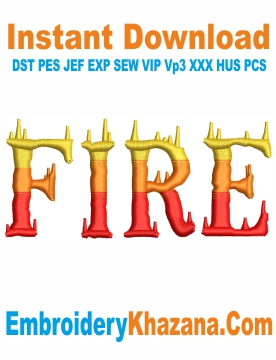 Fire Letters Embroidery Design