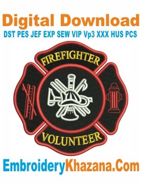 Firefighter Rescue Logo Embroidery Design