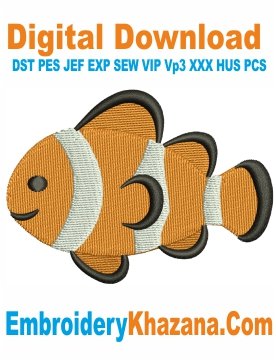 Ocellaris Clownfish Embroidery Design