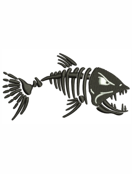 Fish Skeleton Embroidery Design