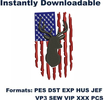 Deer Flag Embroidery Designs