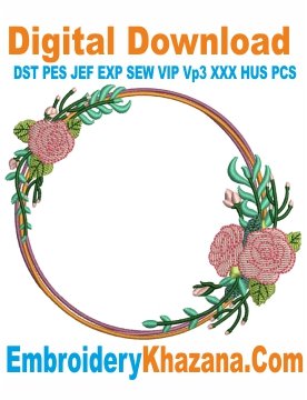 Floral Circle Border Embroidery Design